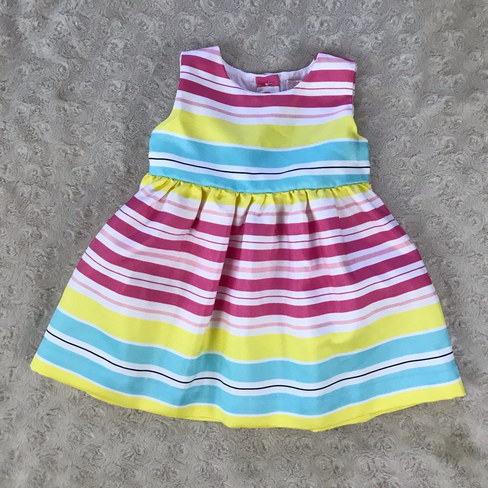 Chaps Baby Girl Dress 3 Months Bright Stripes Pink